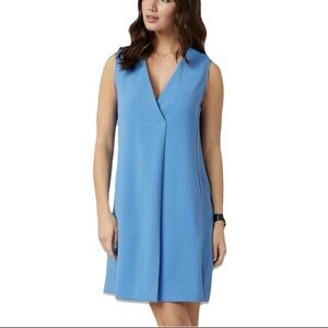 Karen Kane Front Pleat Shift Dress Sleeveless V Neck Capri Blue Size XL